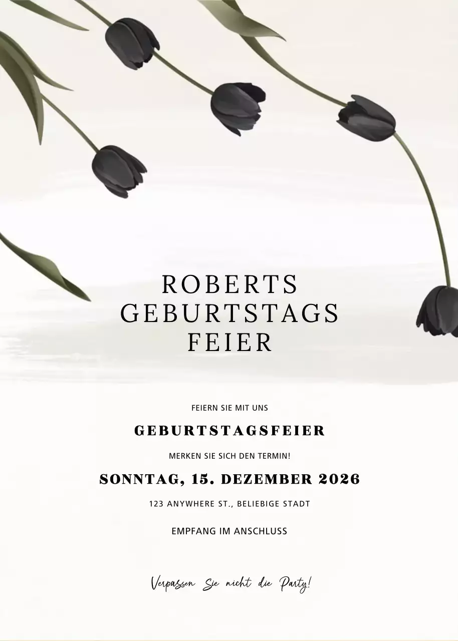 Schwarz Elegante Geburtstagseinladung