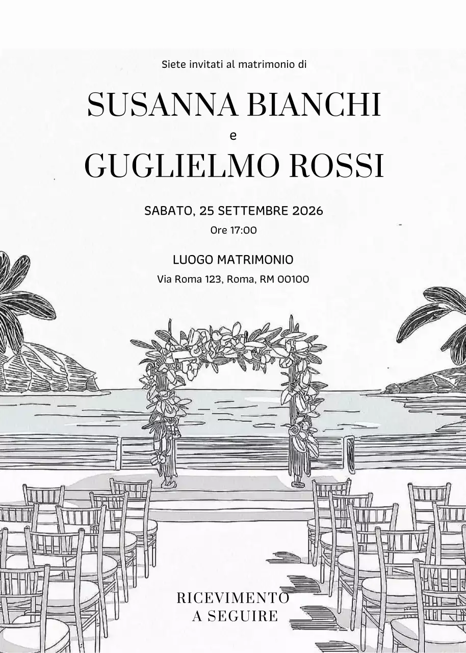 Invito di nozze elegante bianco