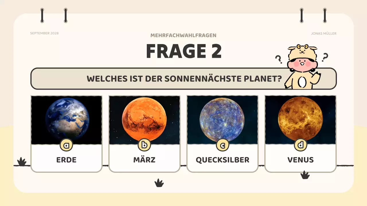 beige animation quiz material