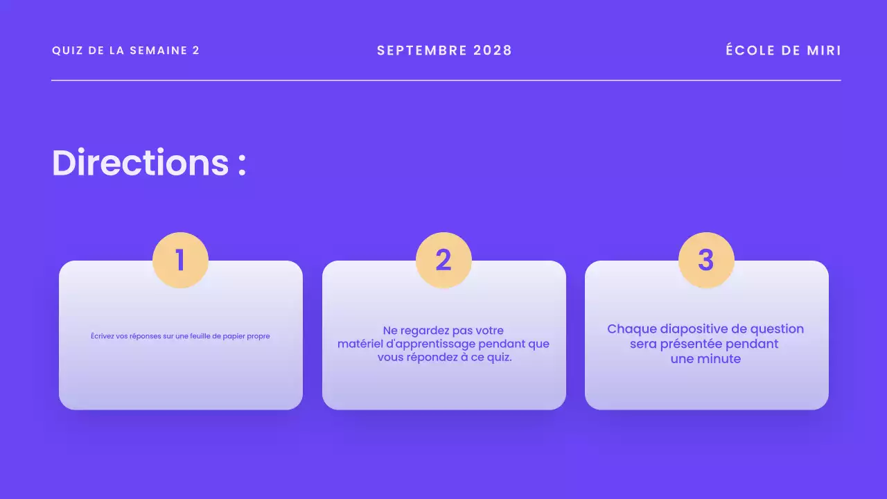 Présentation de l'annonce d'un quiz moderne en bleu