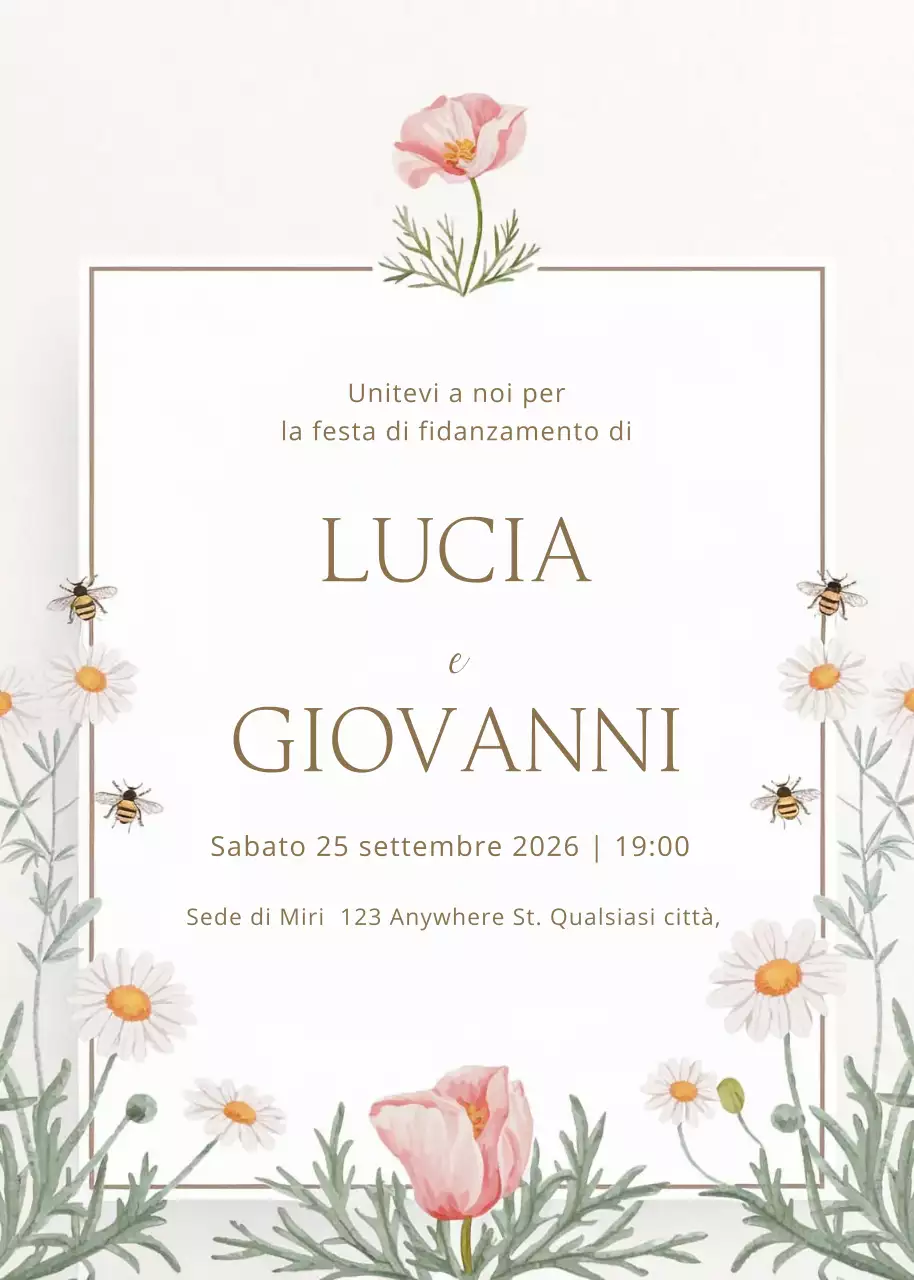 invito di fidanzamento floreale bianco