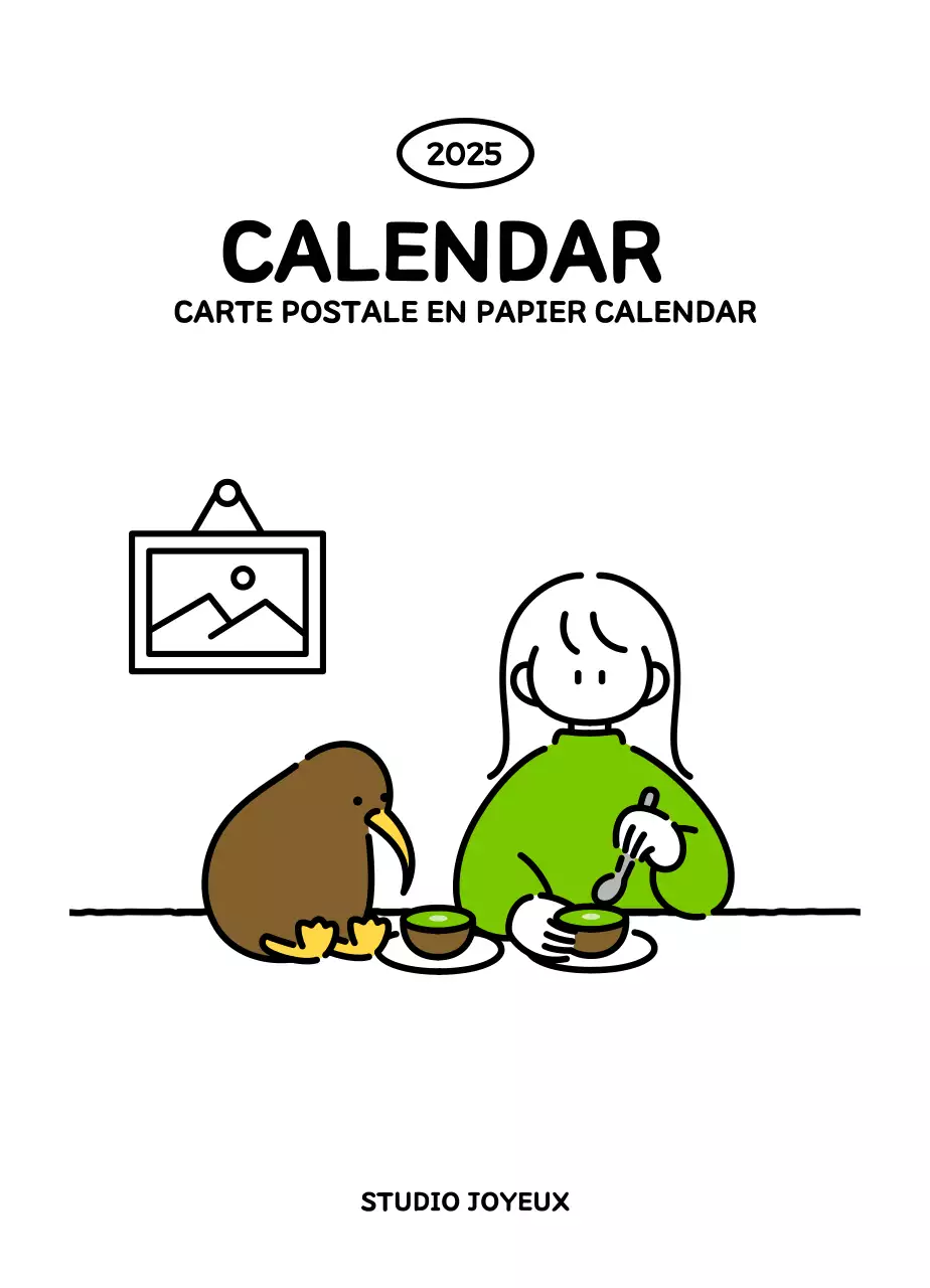 Calendrier illustré avec un joli style de lignes