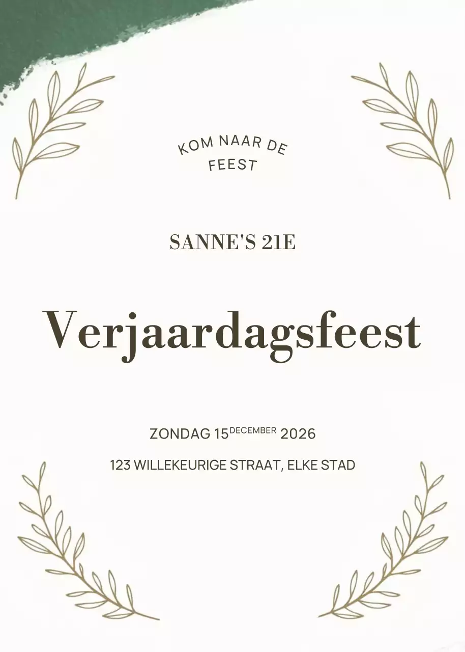 Groene elegante verjaardagsuitnodiging