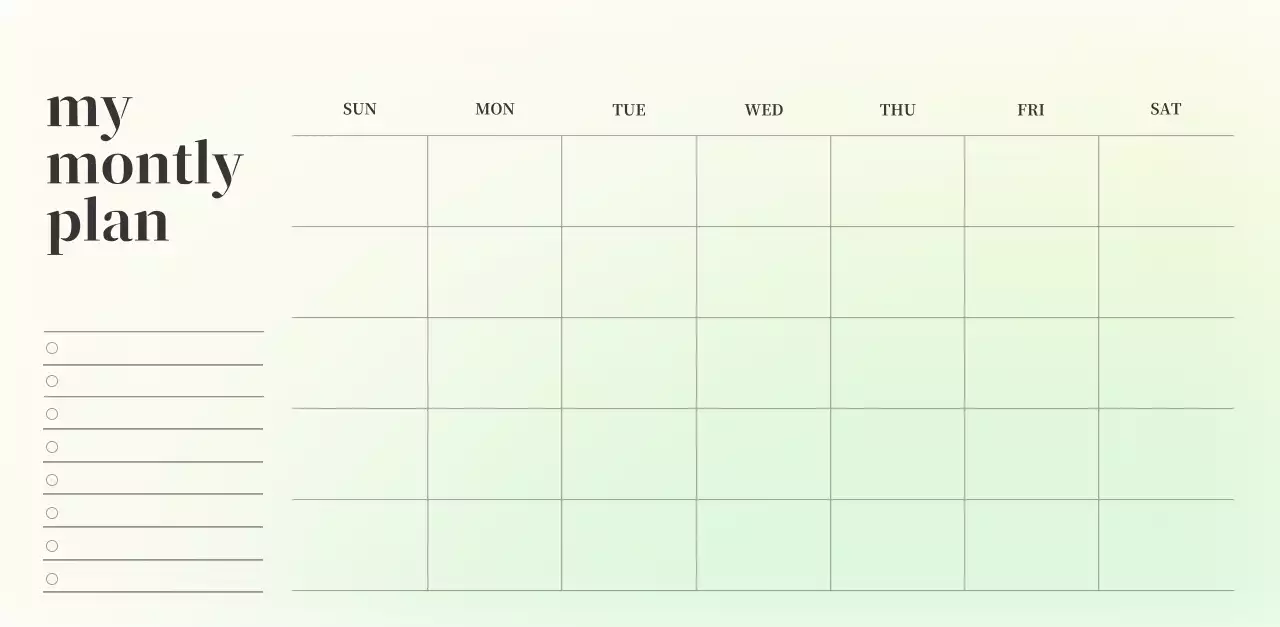 Gradient Minimalist Calendar