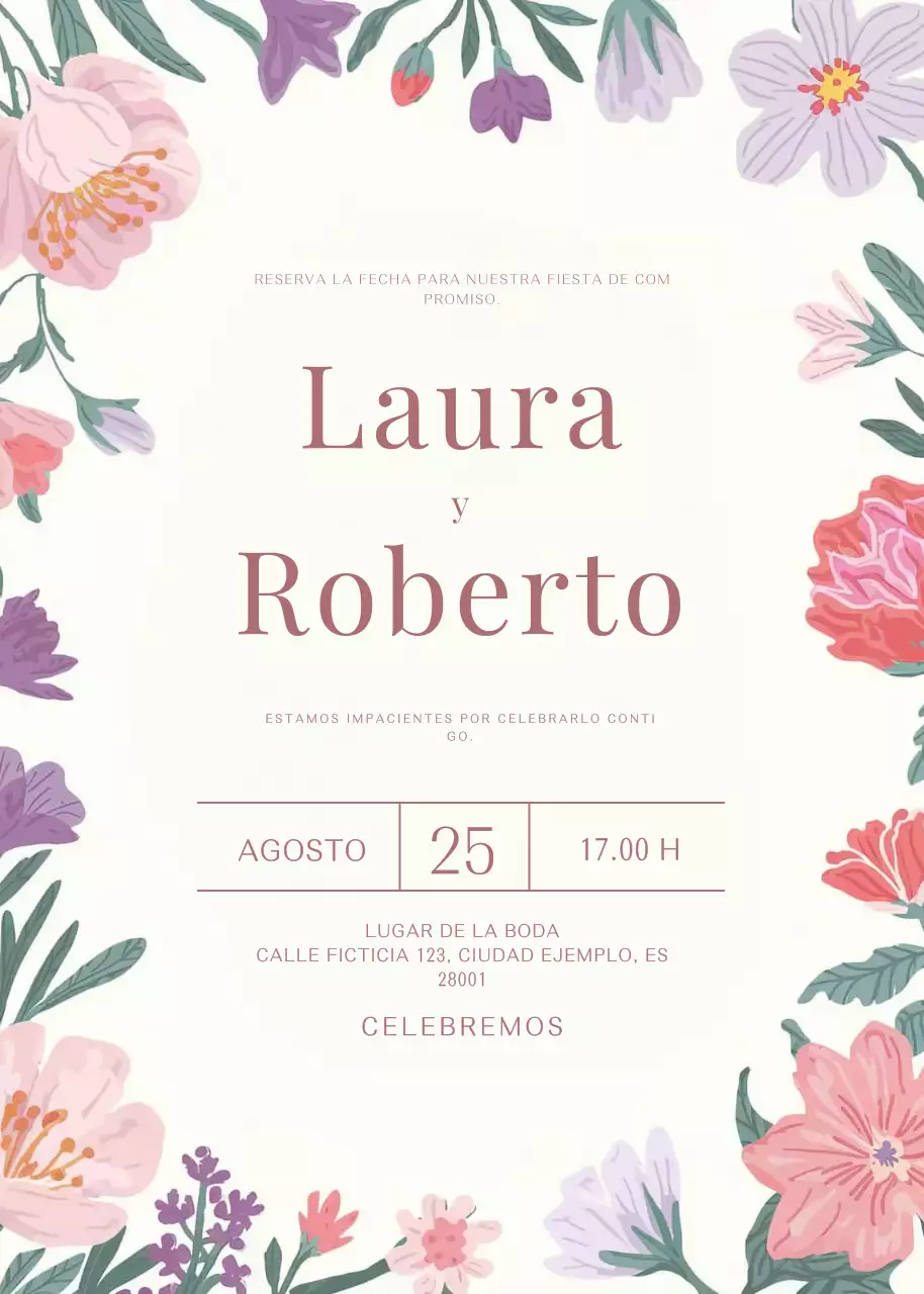 invitación de compromiso floral beige