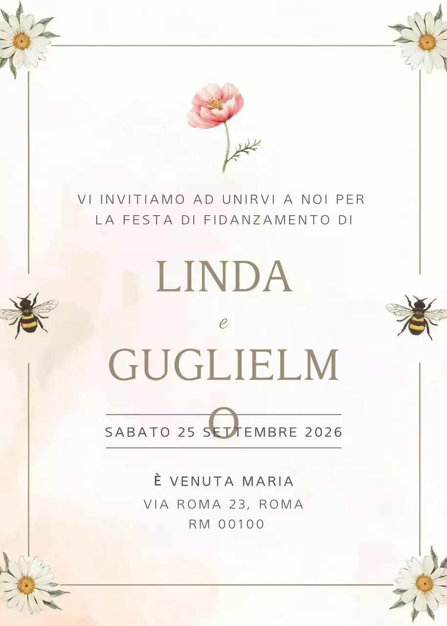 Invito di fidanzamento elegante beige