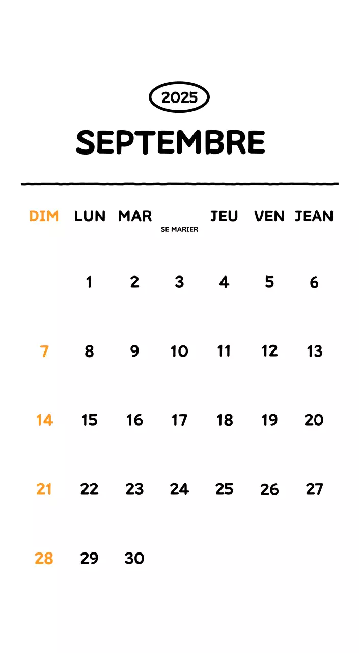 Calendrier illustré avec un joli style de lignes