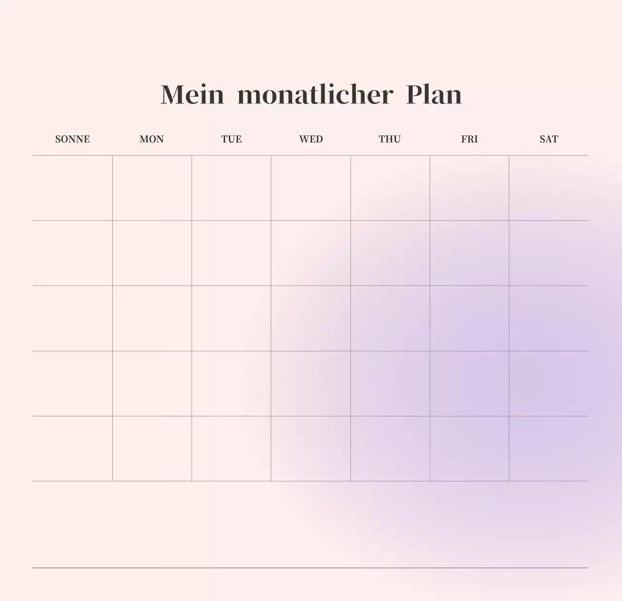 Minimalistischer Kalender mit Farbverlauf