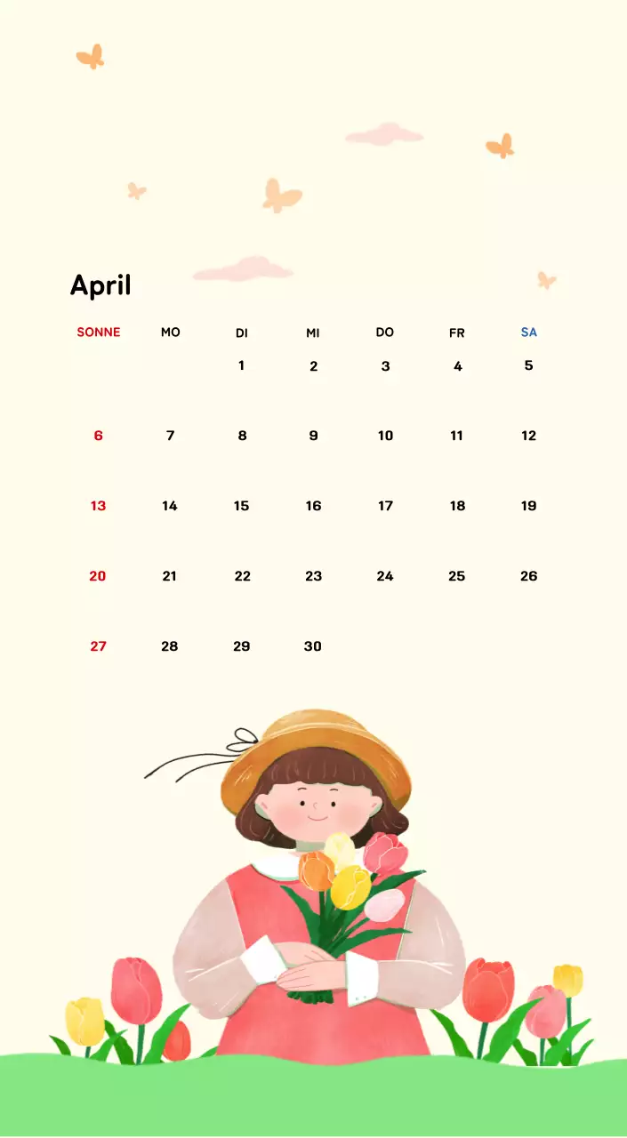 Neujahrskalender mit warmen Illustrationen