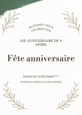 Invitation d'anniversaire élégante en vert