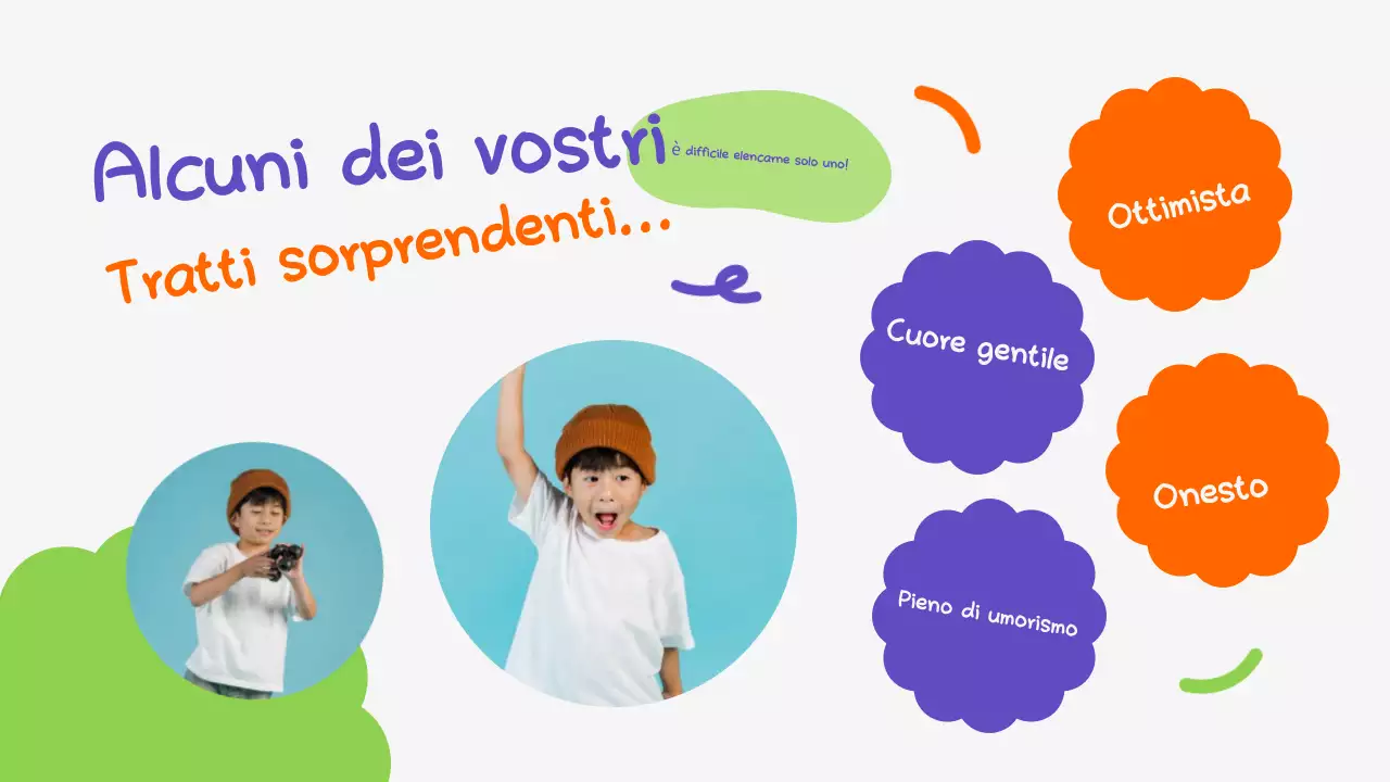 Presentazione del compleanno giocoso arancione verde