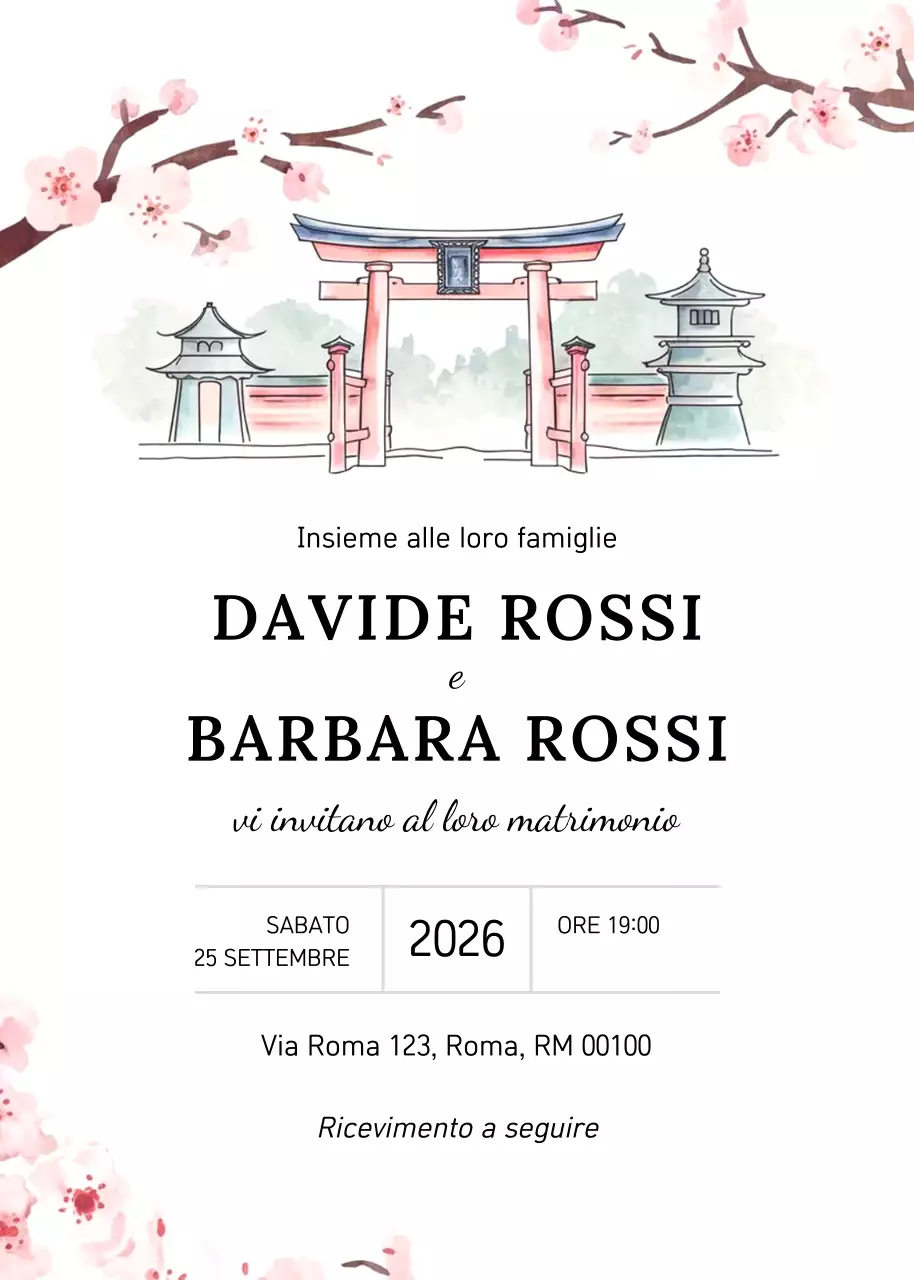 Invito di matrimonio tradizionale rosa