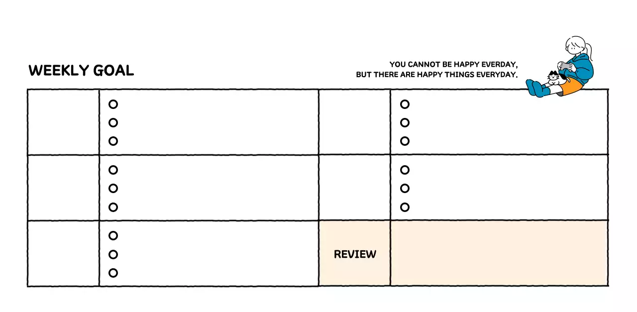 Illustrated calendar with a cute line style
