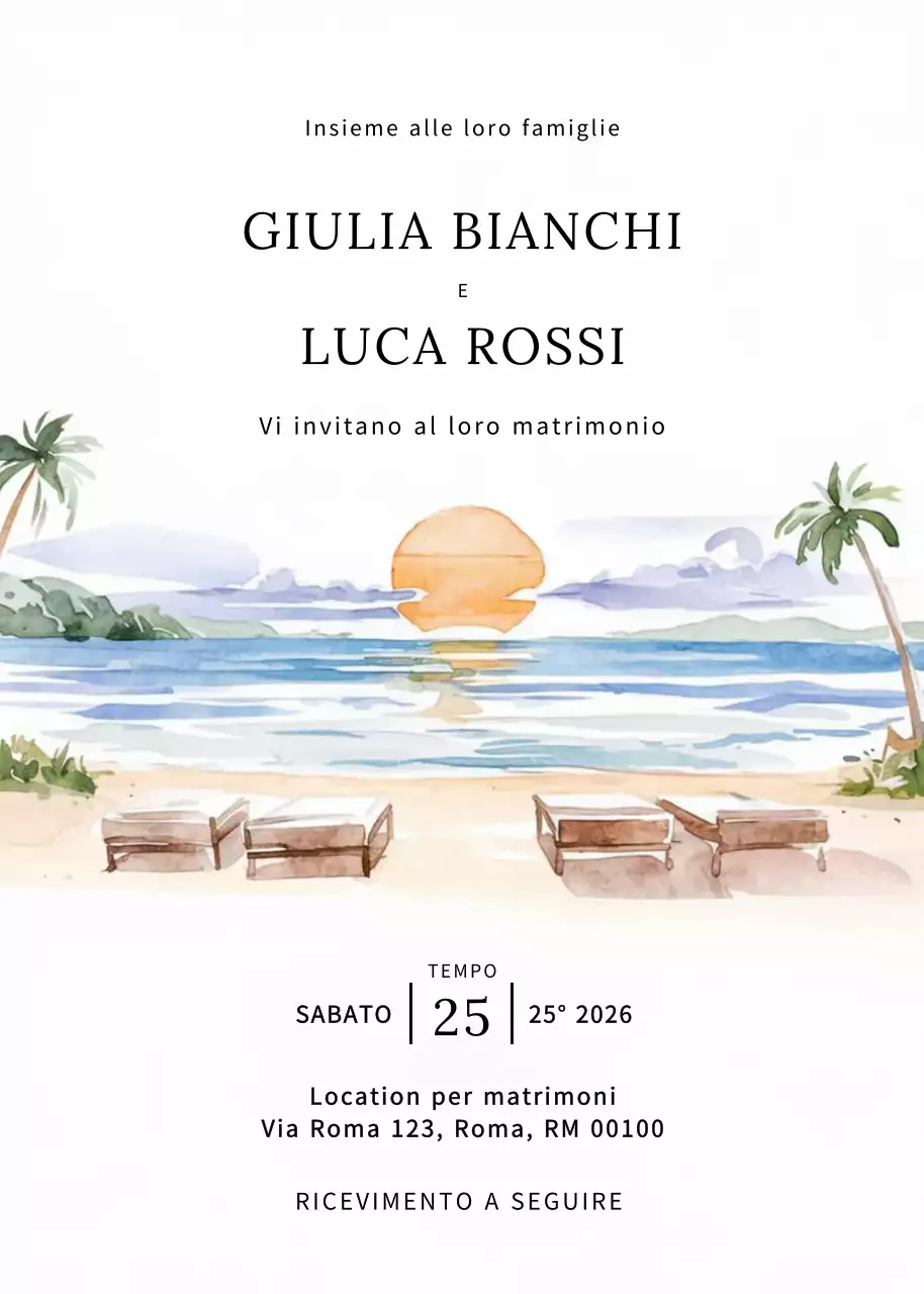 Invito di nozze elegante beige