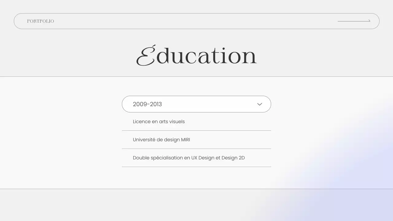 C.V. portfolio élégant bleu