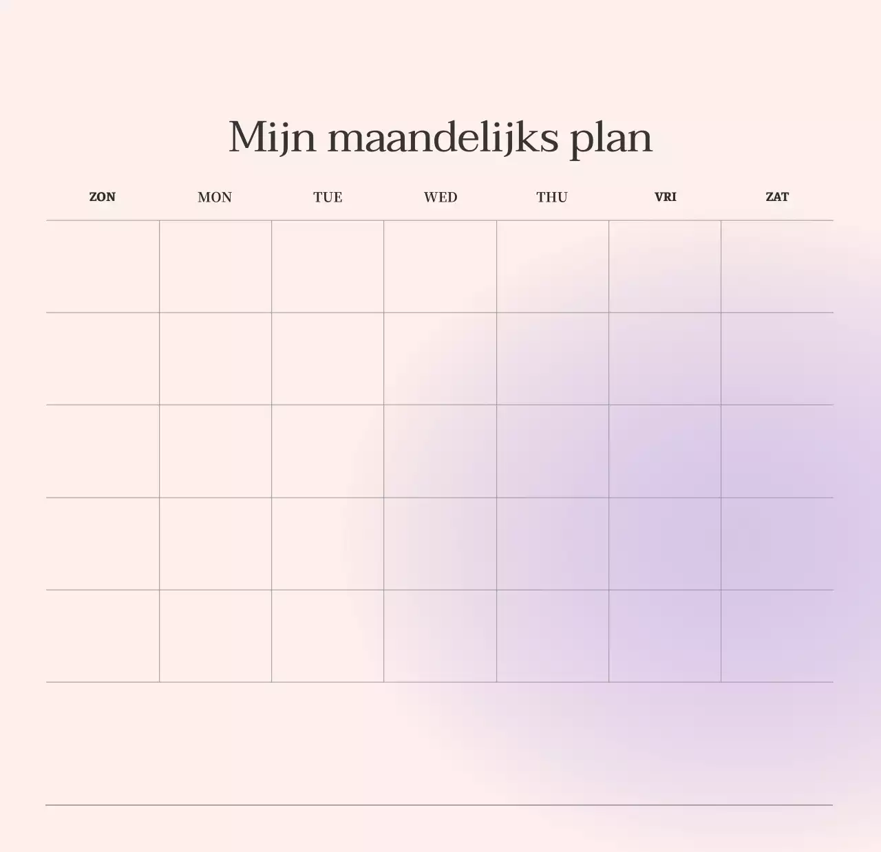 Minimalistische kalender met kleurverloop