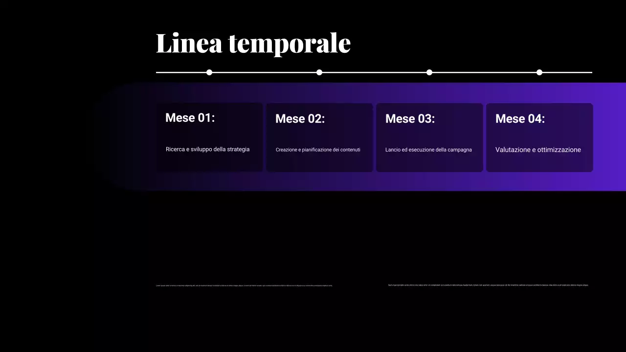 Presentazione del piano di marketing con sfumature nere e viola