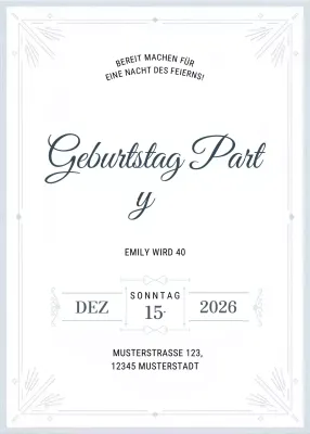 Weiß Elegante Geburtstagseinladung