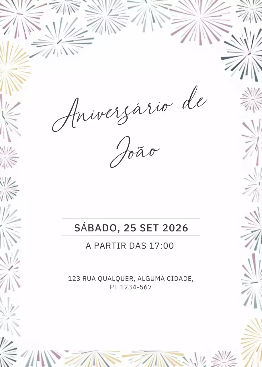 Convite de aniversário elegante e colorido