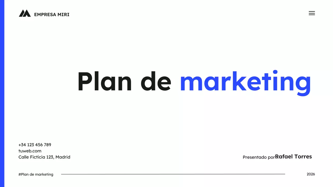 Presentación del plan de marketing Blue Simple