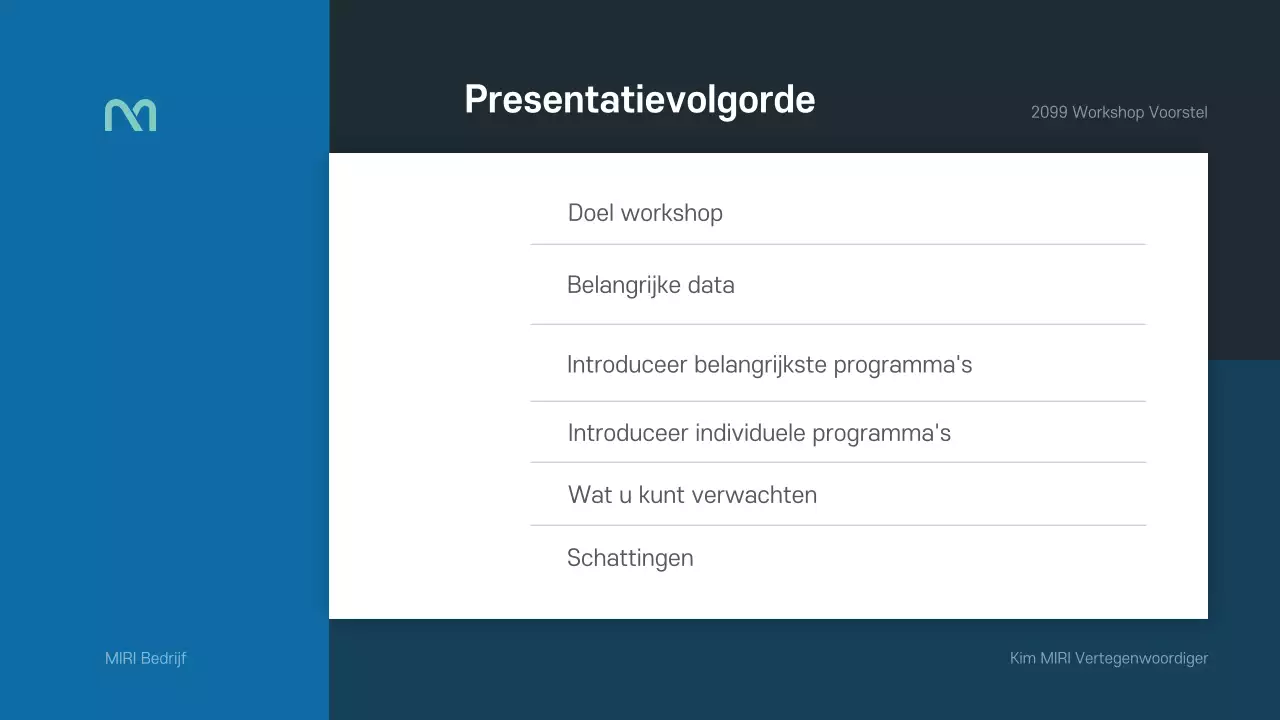 Een eenvoudig workshopvoorstel in blauw en groen