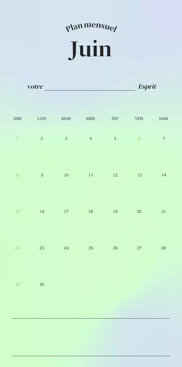 Calendrier minimaliste dégradé