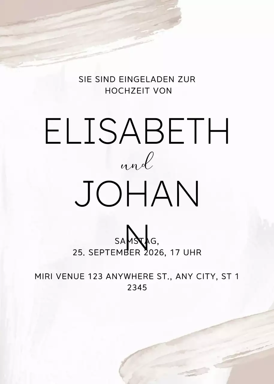 Beige Elegante Hochzeitseinladung