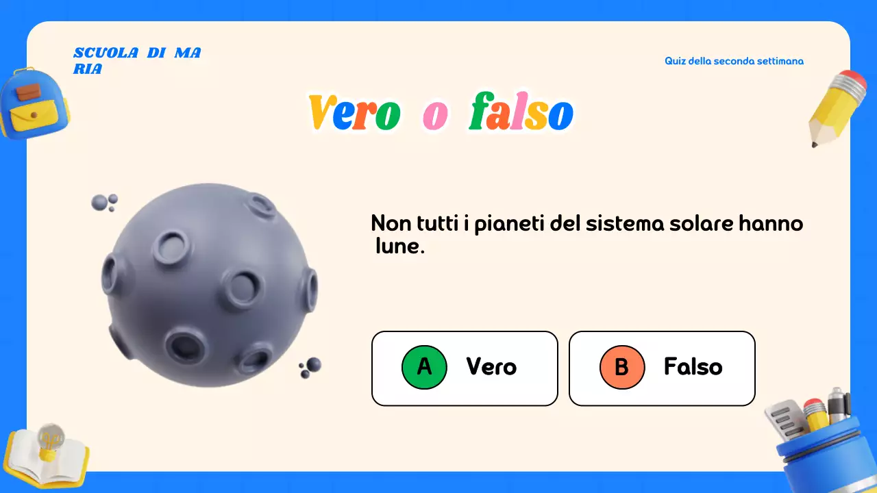 Materiale moderno e colorato per le lezioni a quiz