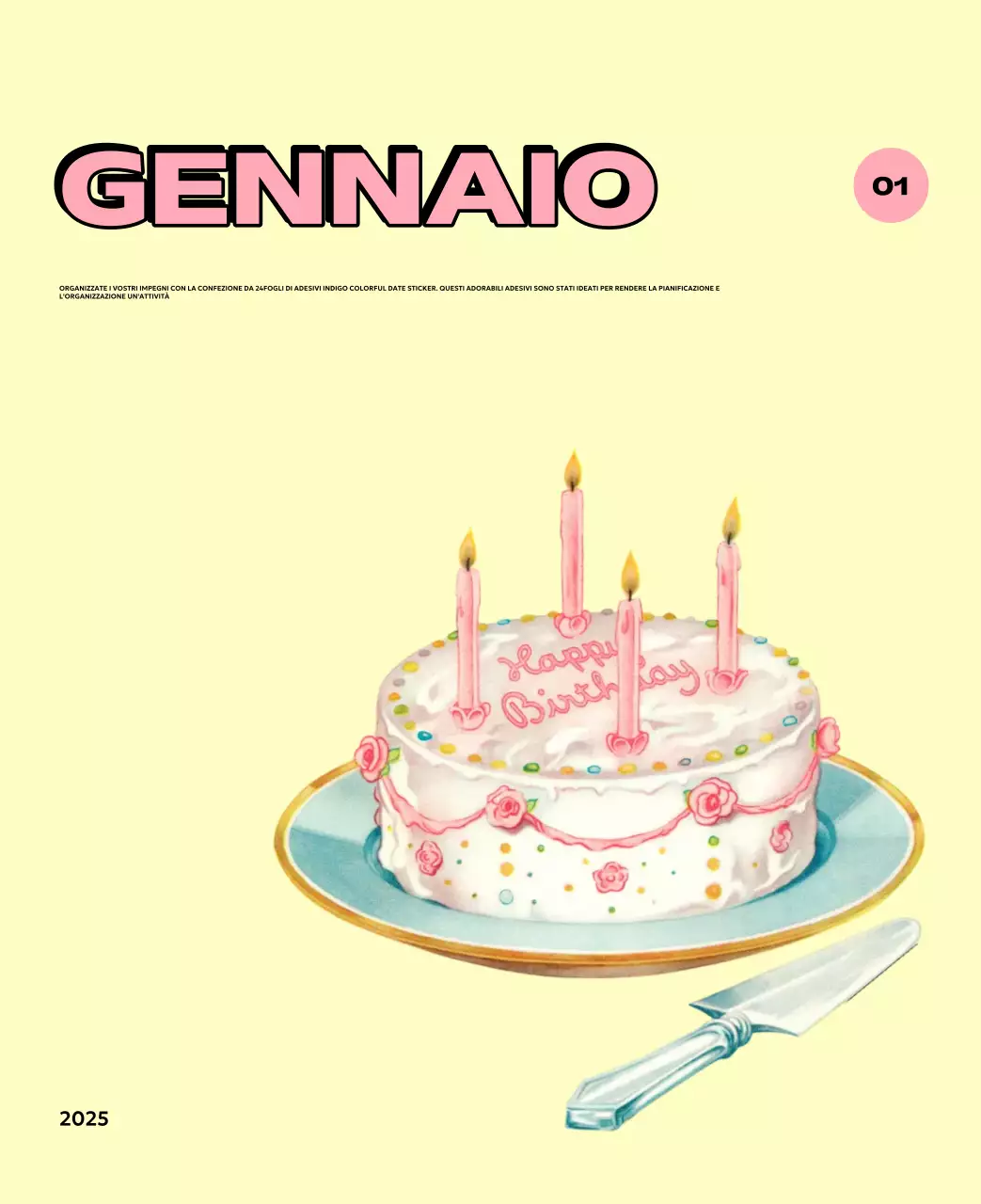 Calendari colorati con una varietà di illustrazioni retrò