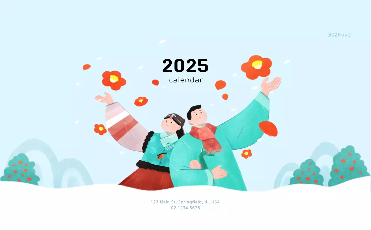 New Year's calendar with a warm, illustrated feel