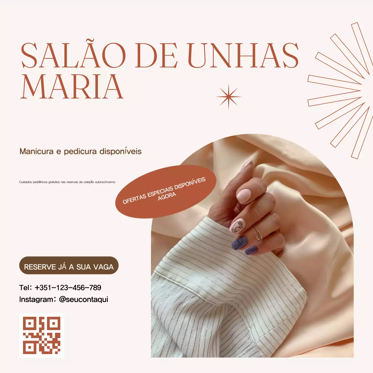 Promoção da loja de unhas Beige Modern Nail Shop