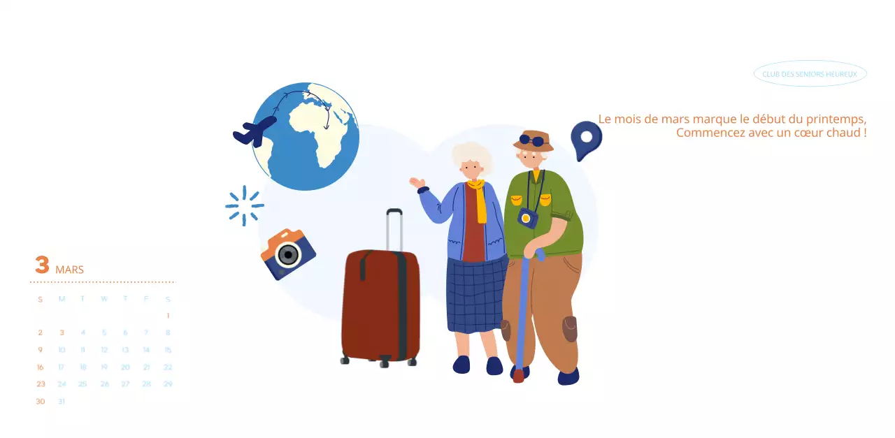 Calendrier d'entreprise avec de jolies illustrations