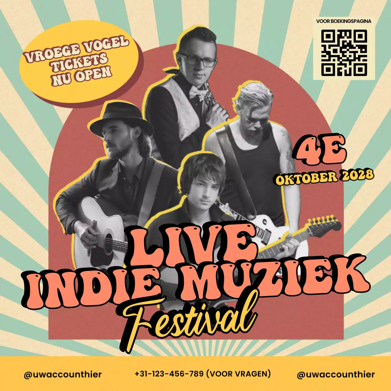 Beige Retro Muziek Advertentie