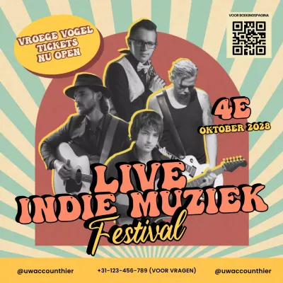 Beige Retro Muziek Advertentie