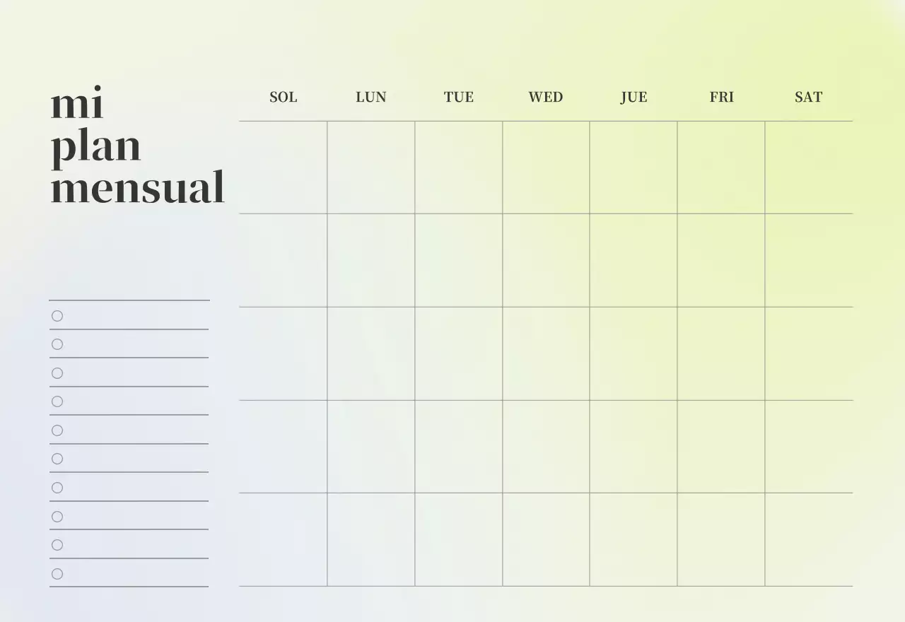 Calendario minimalista degradado
