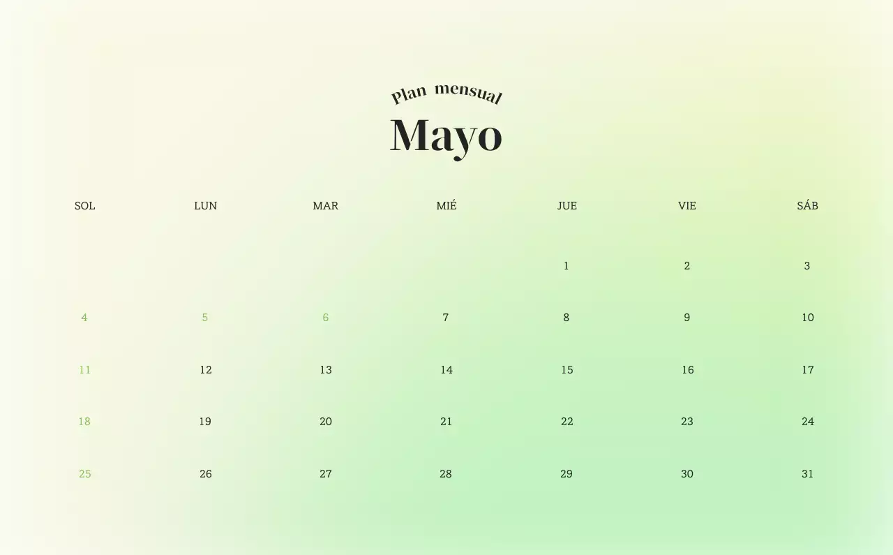 Calendario minimalista degradado