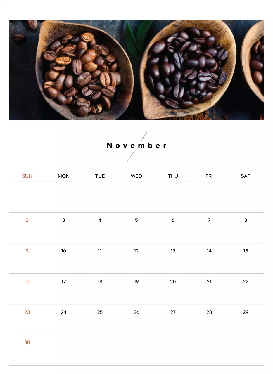 베이지 미니멀 카페 달력