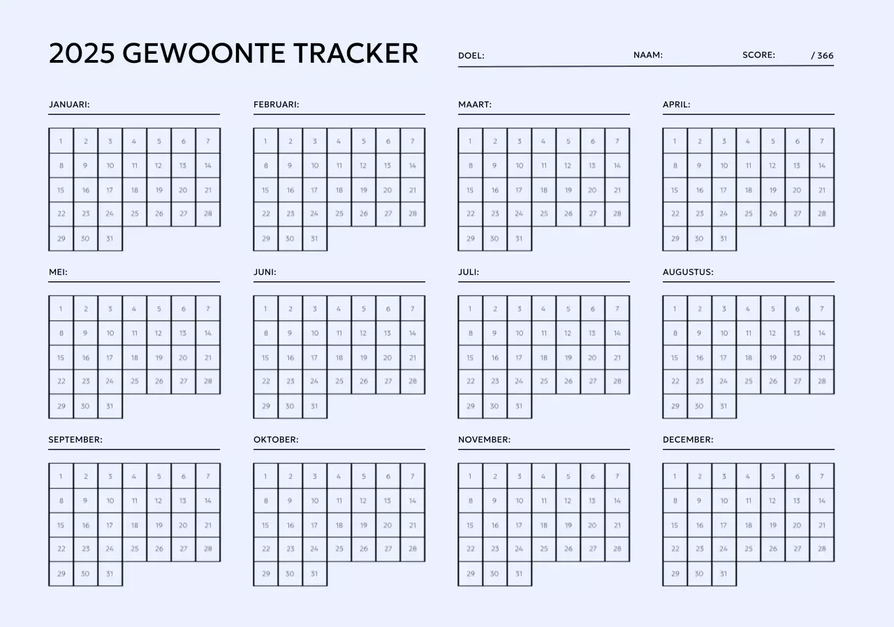 Minimalistische doelen kalender met pastel paarse achtergrond
