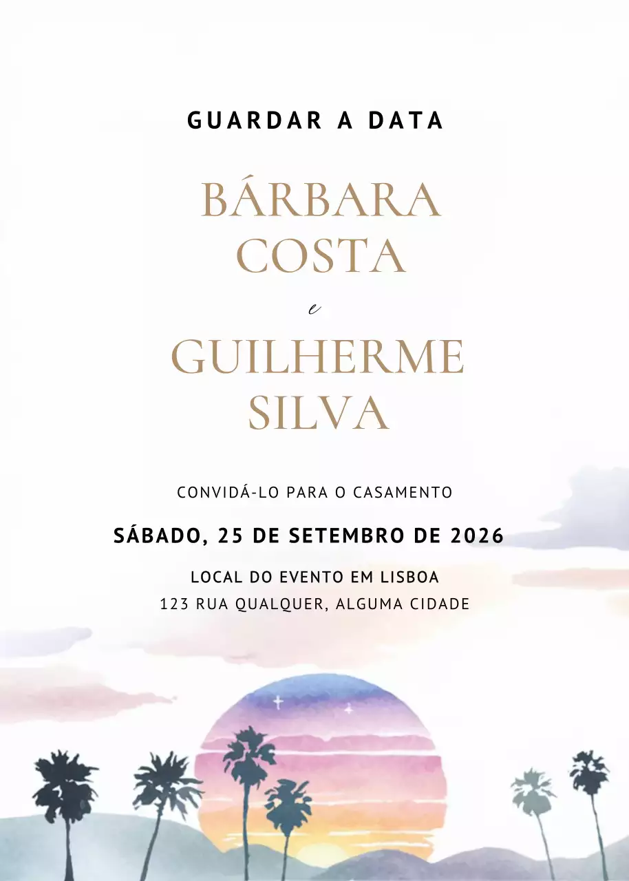 Convite de casamento bege e elegante