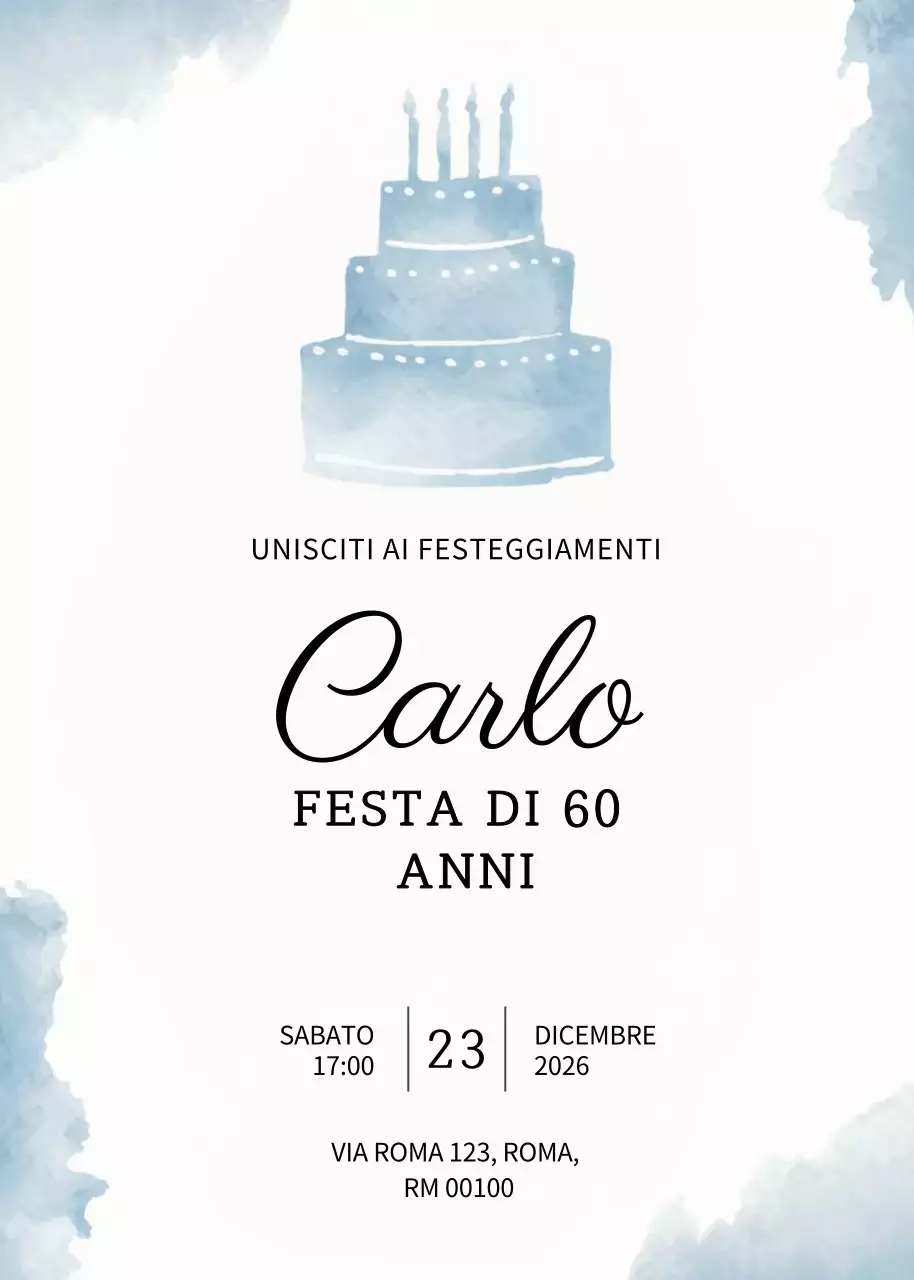 Invito di compleanno blu elegante