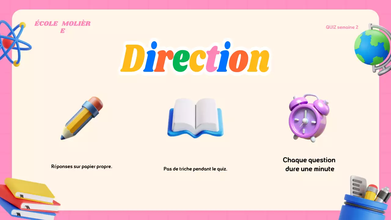 Matériel de classe Quiz moderne et coloré