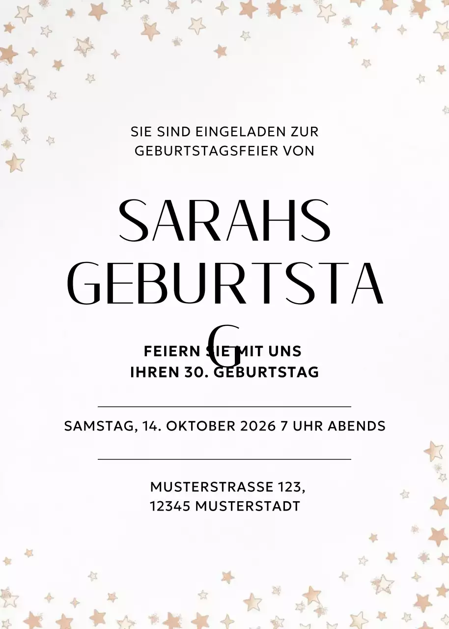 Beige Elegante Geburtstagseinladung