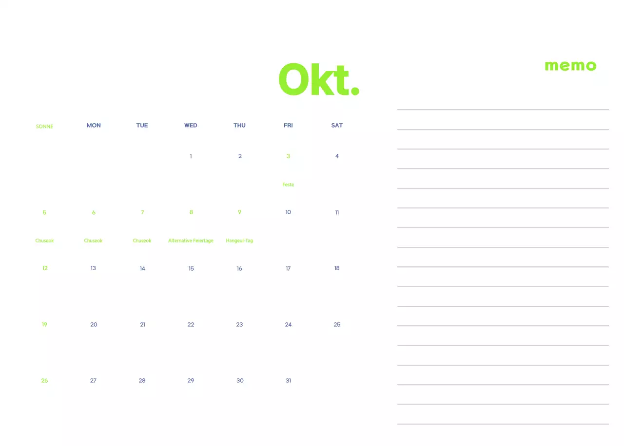 Geschäftskalender mit niedlichen Illustrationen