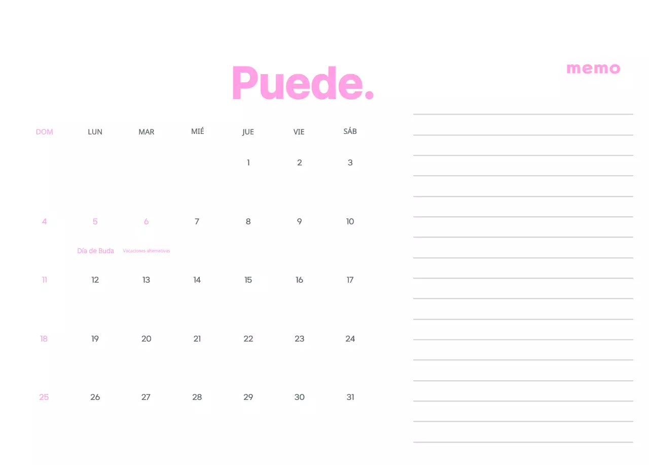 Calendario comercial con simpáticas ilustraciones