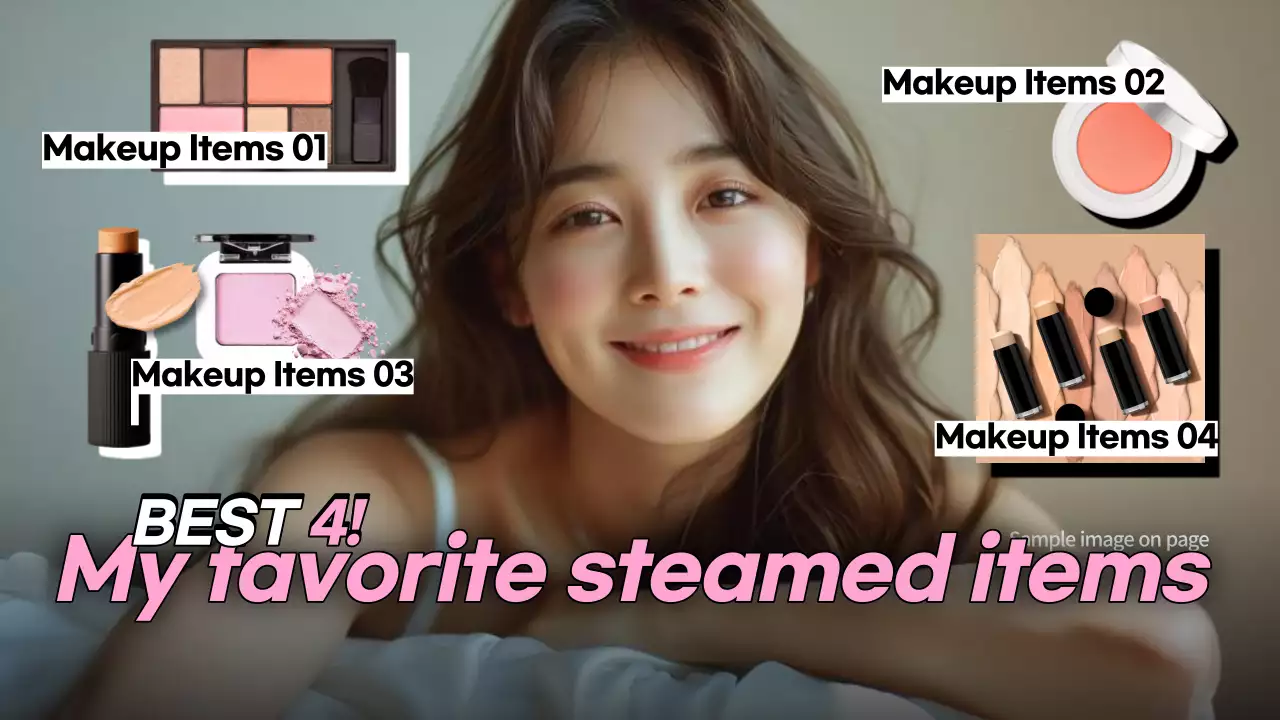 Iklan riasan wajah berwarna merah muda dan bersih