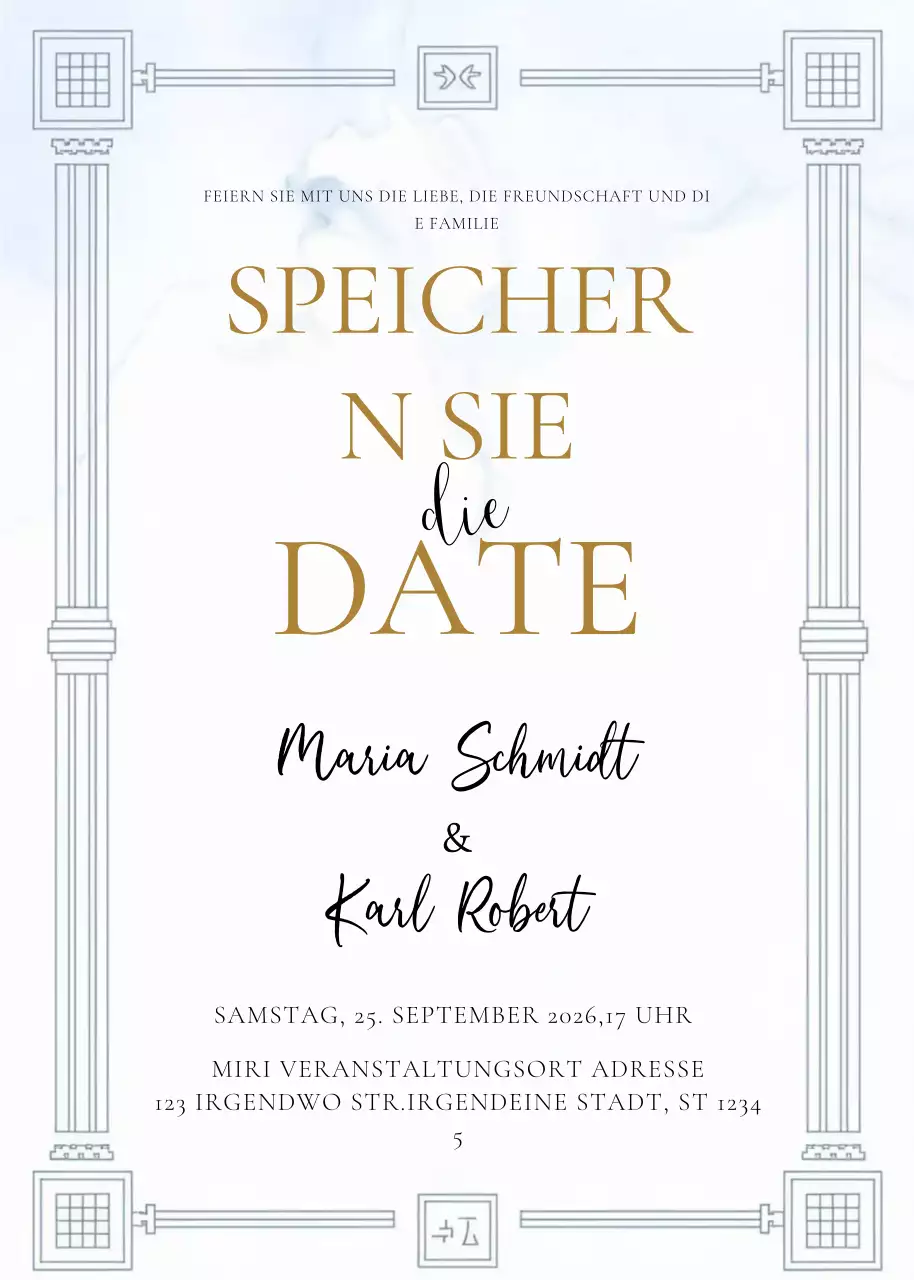 Gold elegante Hochzeitseinladung