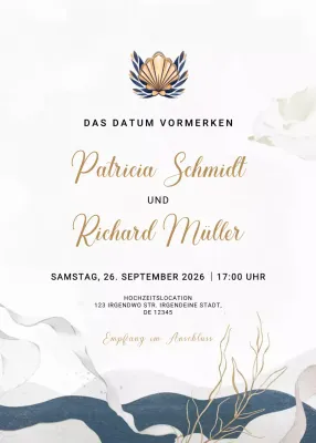 Beige Elegante Hochzeitseinladung