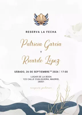 Invitación de boda elegante beige