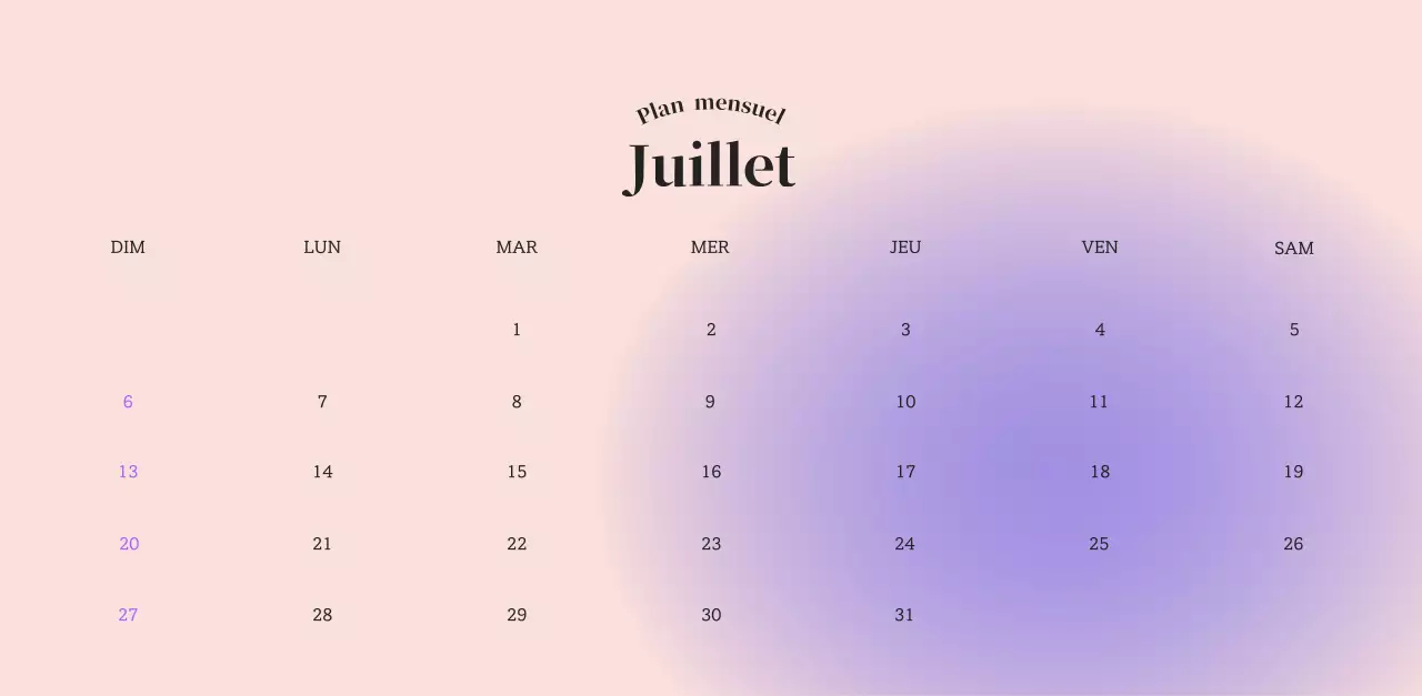Calendrier minimaliste dégradé