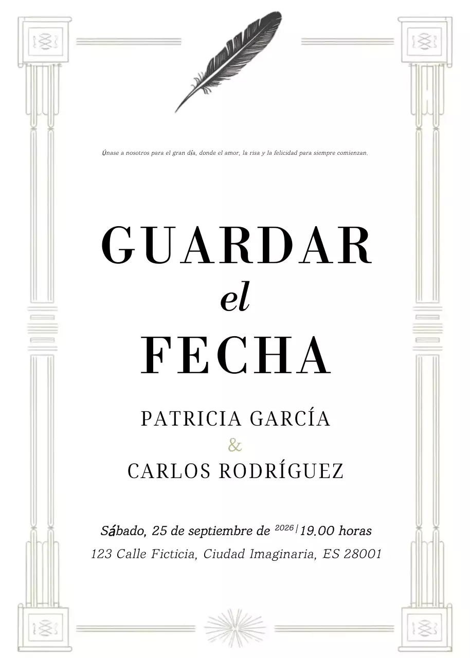 Invitación de boda blanca y elegante